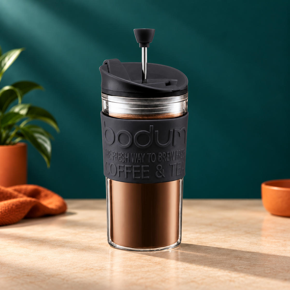 BODUM TRAVEL PRESS SET COFFEE MAKER, 0.35 L, 12 OZ - BLACK