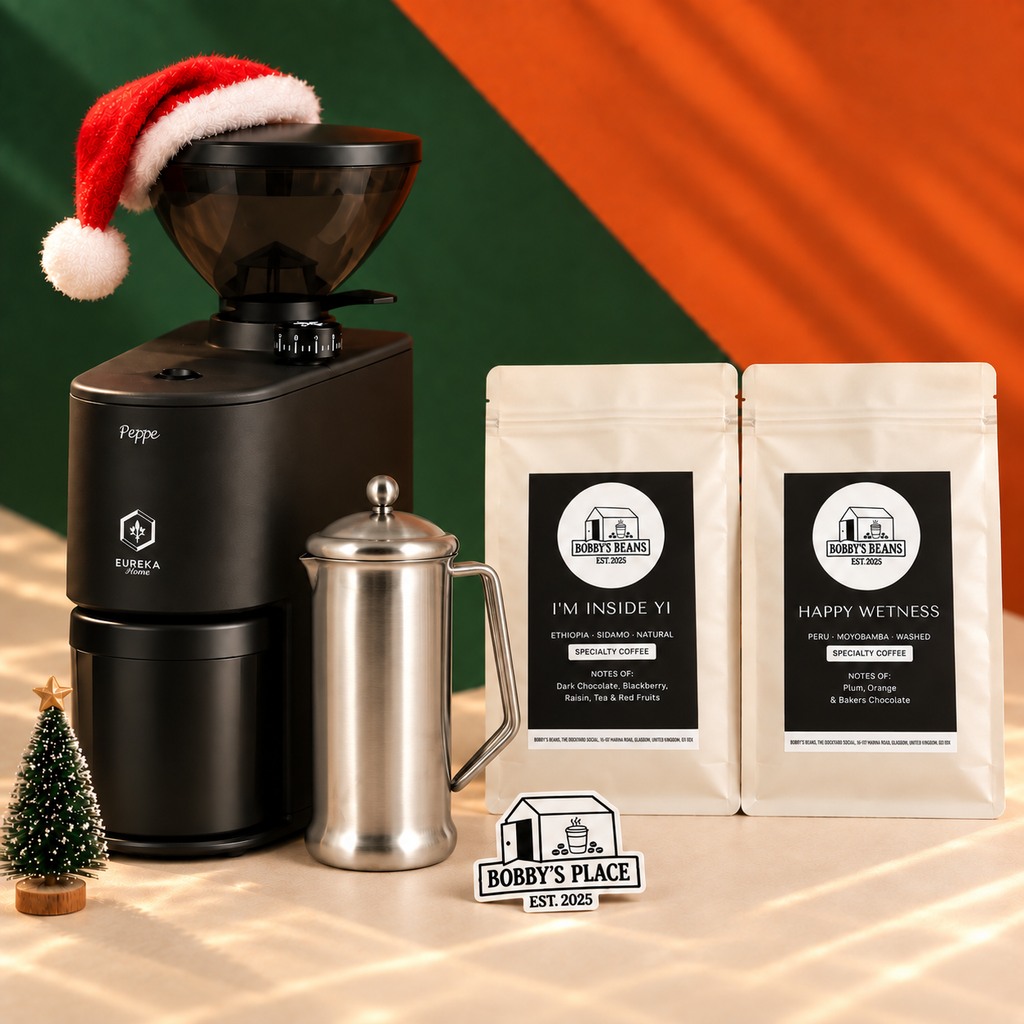 The Big One bundle with an optional Stainless steel 2 cup, 400ml and Bobby's Place sticker.
