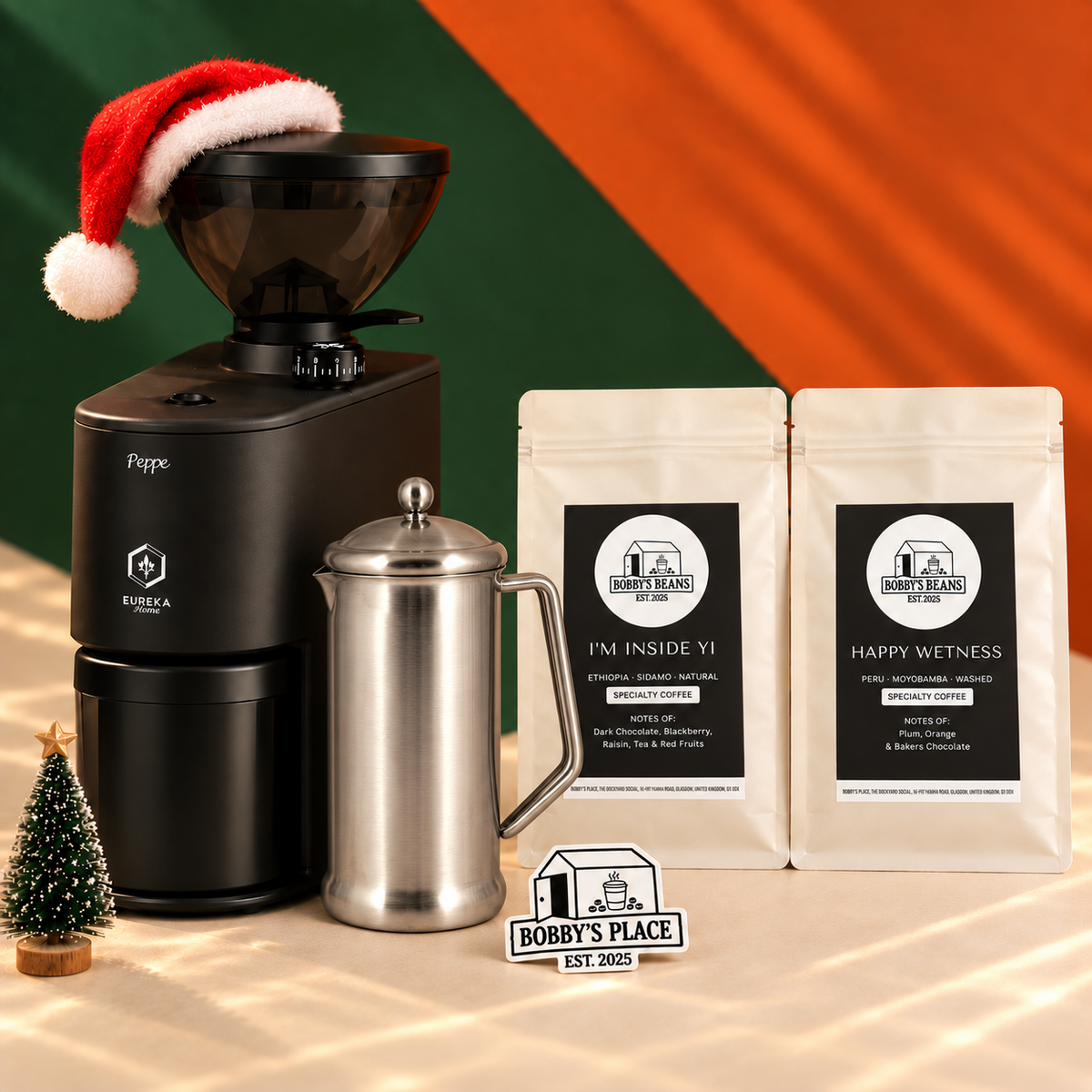 The Big One bundle with an optional Stainless steel 4 cup, 700ml and Bobby's Place sticker.