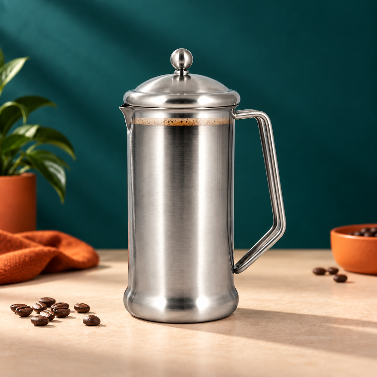 CAFETIERE STAINLESS STEEL 2 CUP 400ML - BRUSHED FINISH