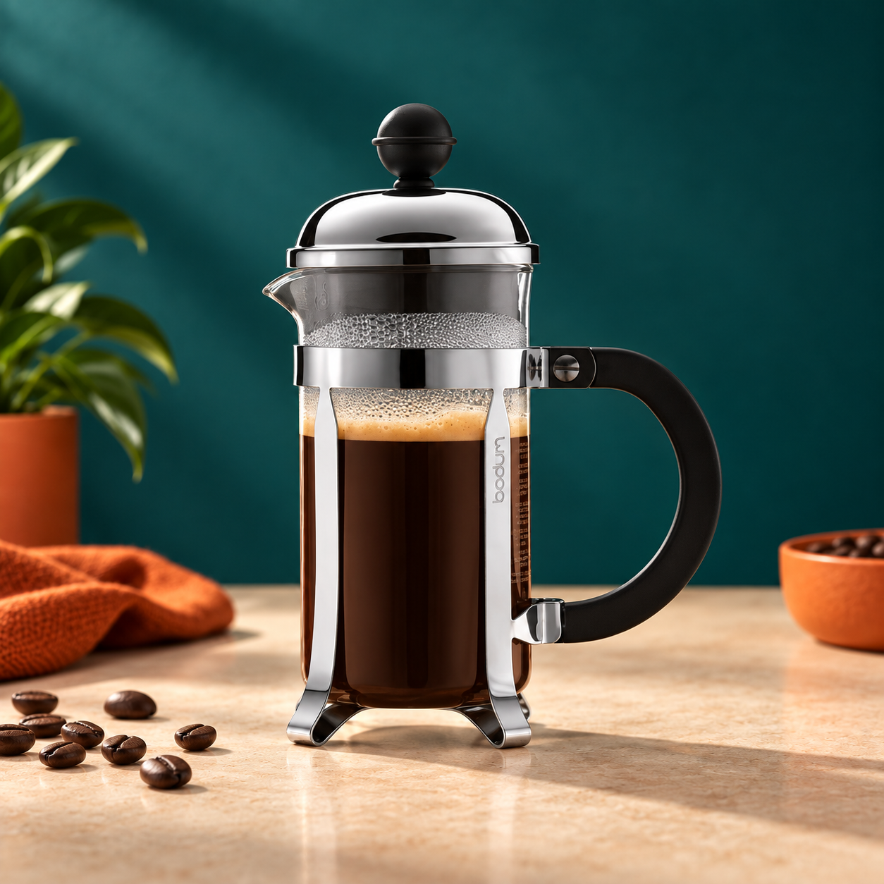 BODUM CHAMBORD COFFEE MAKER 3 CUP 0.35L/12OZ - GLASS, MIRROR FINISH S/S LID